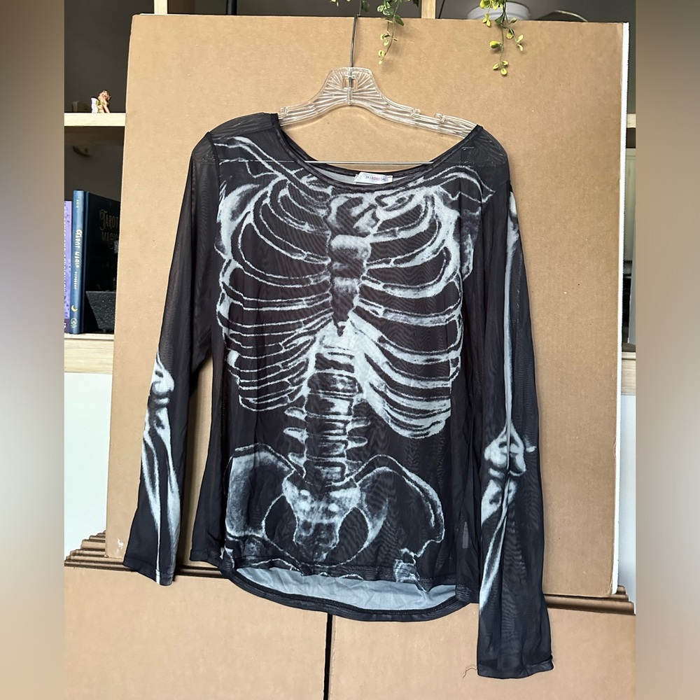 Skeleton Mesh Long Sleeve Shirt
